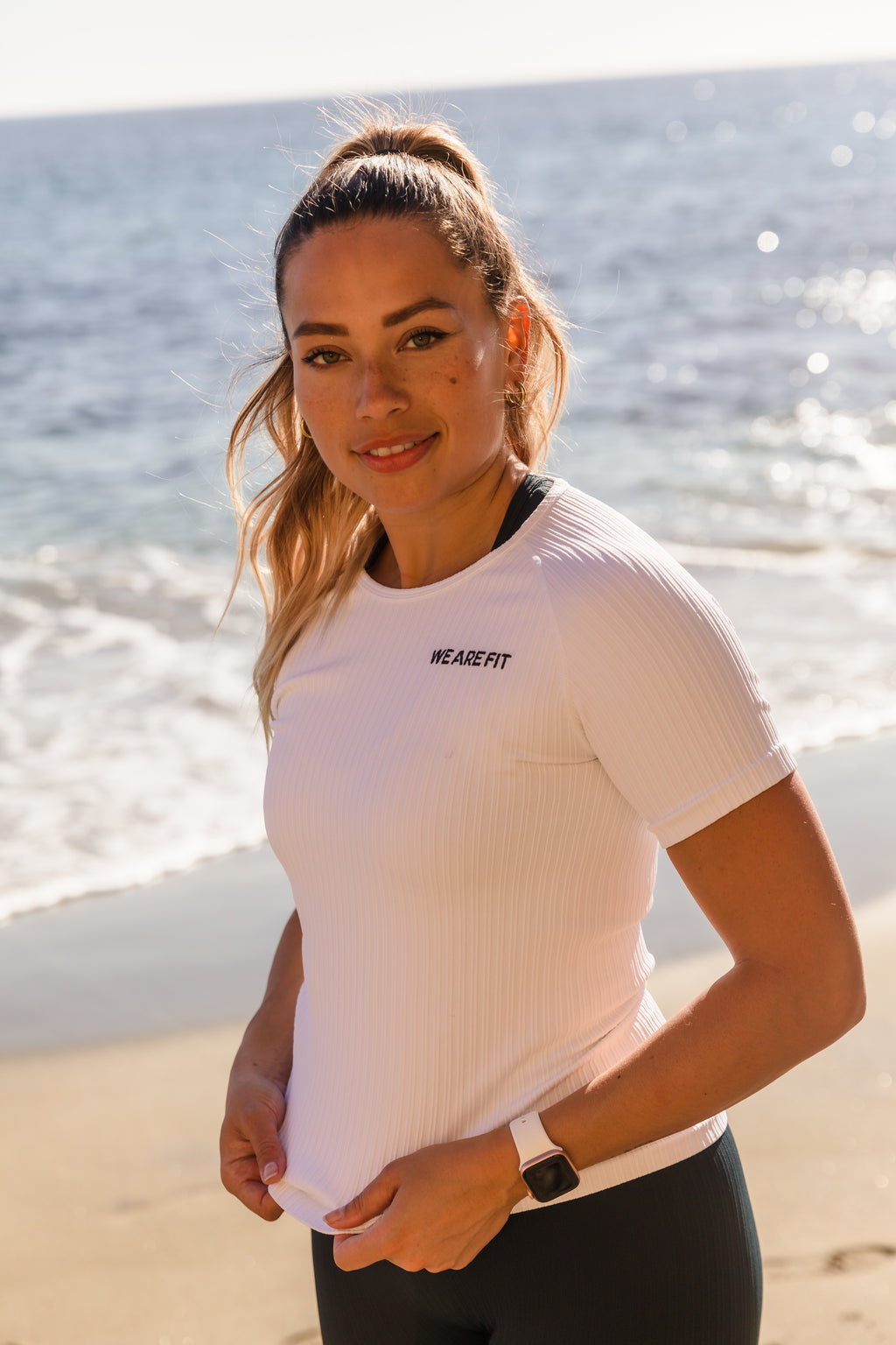 We Are Fit White Tee Ribbed Seamless