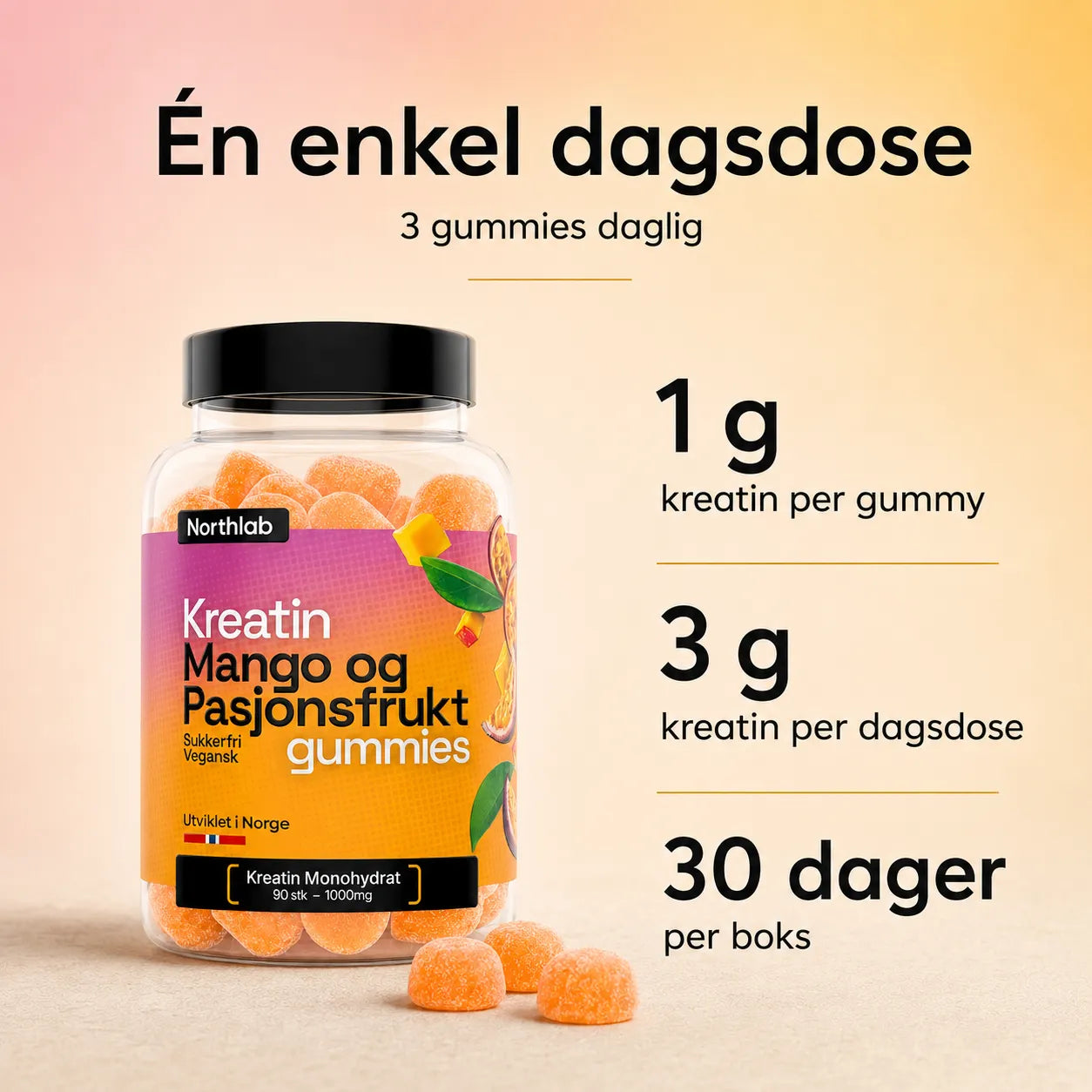 Kreatingummies med Mango & Pasjonsfrukt (90 stk)