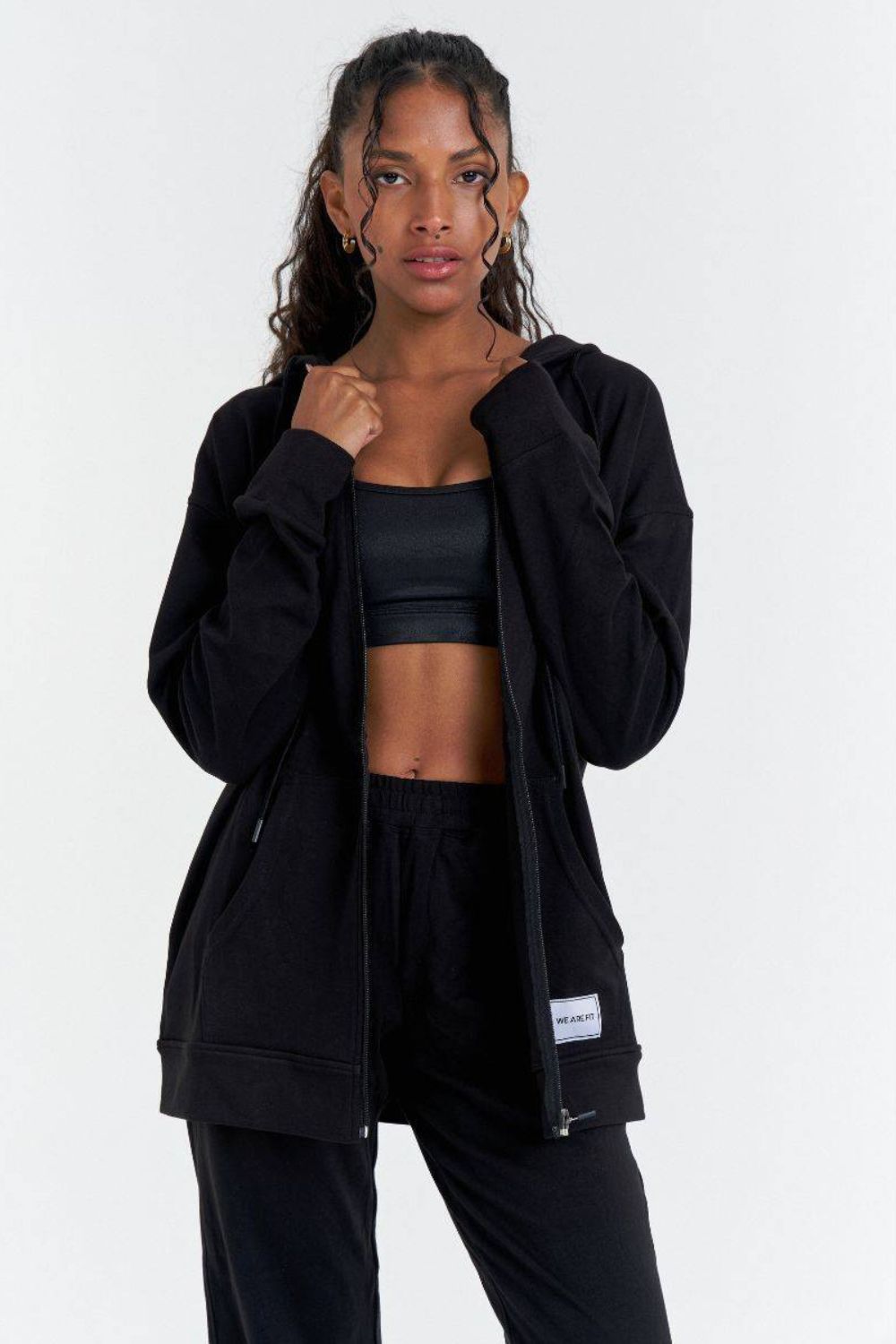 We Are Fit Black Cotton Sweatshirt/Hoodie