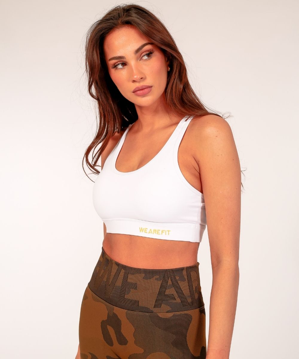 White Logo Cross Bra