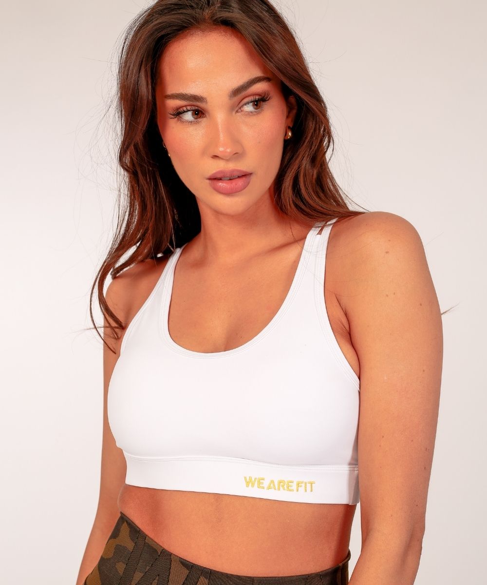 White Logo Cross Bra