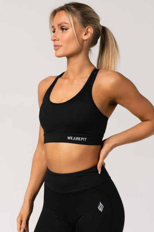 Black Logo Cross Bra