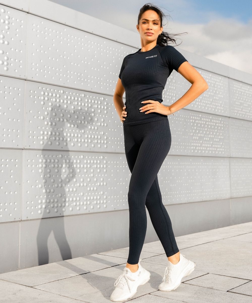 We Are Fit Midnight Ribbed Seamless Tights