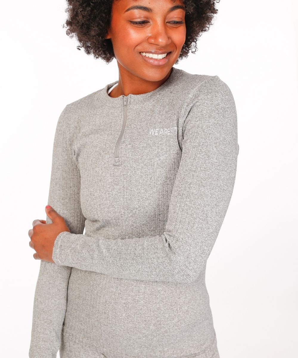 We Are Fit Grey Melange Ribbed Seamless Longsleeve