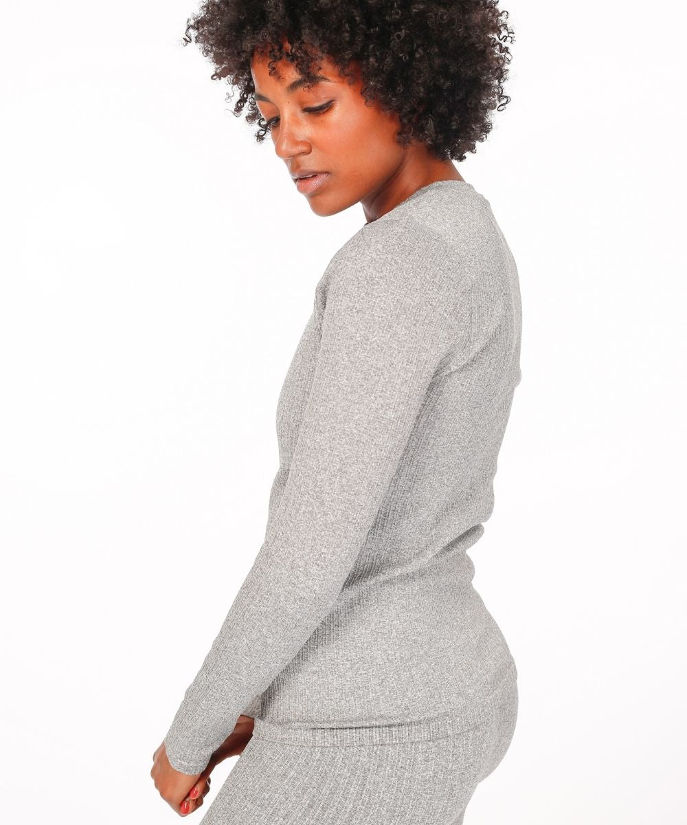 We Are Fit Grey Melange Ribbed Seamless Longsleeve