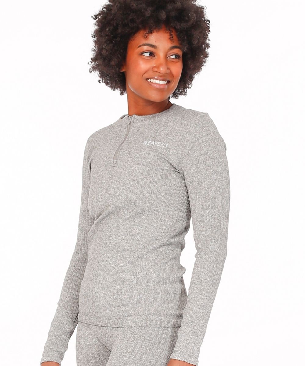 We Are Fit Grey Melange Ribbed Seamless Longsleeve