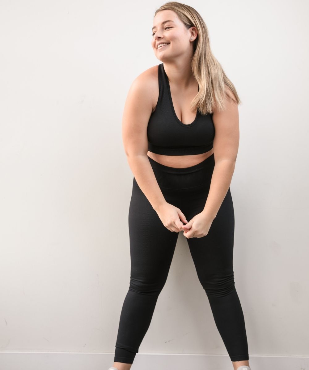 We Are Fit Black Lux Rib Seamless Tights