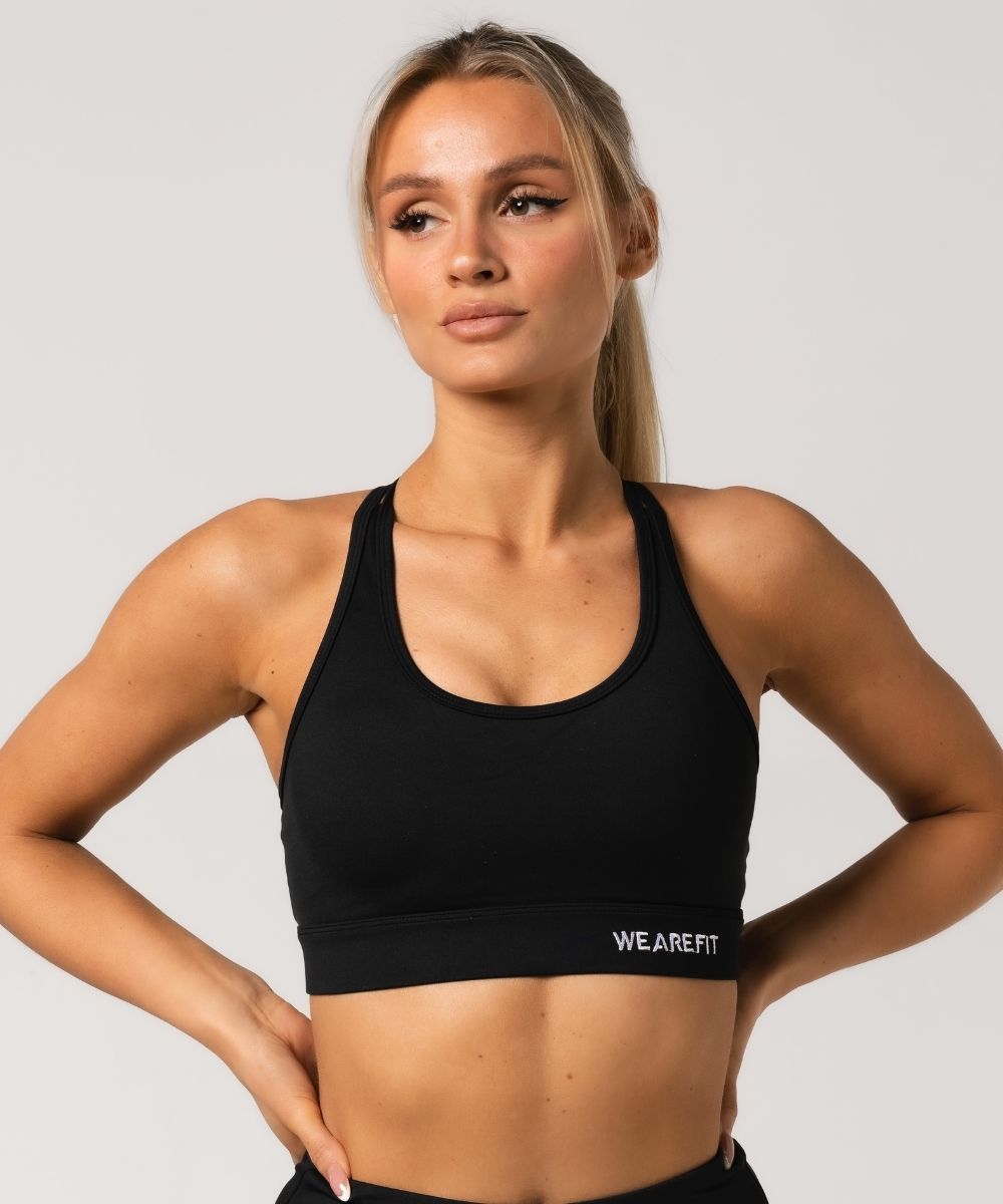 Black Logo Cross Bra