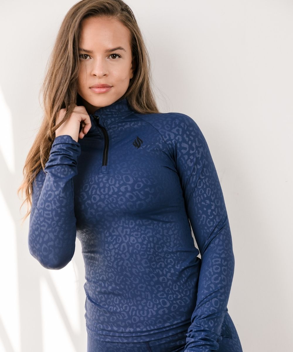 We Are Fit 3D Navy Cheetah Longsleeve