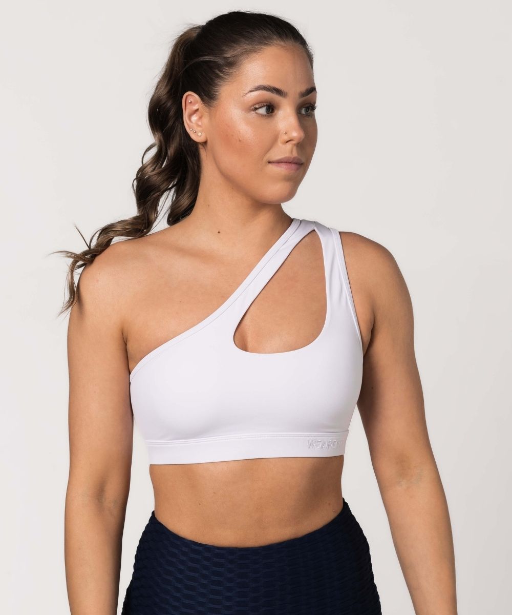 We Are Fit White One Shoulder Bra