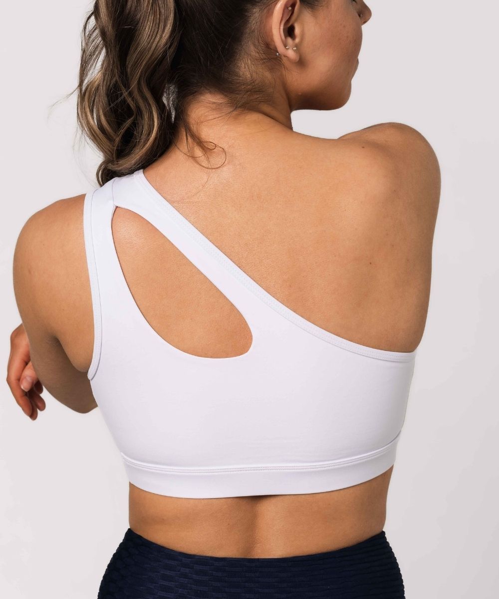 We Are Fit White One Shoulder Bra