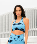 We Are Fit Blue Tie Dye Ribbed Seamless Bra