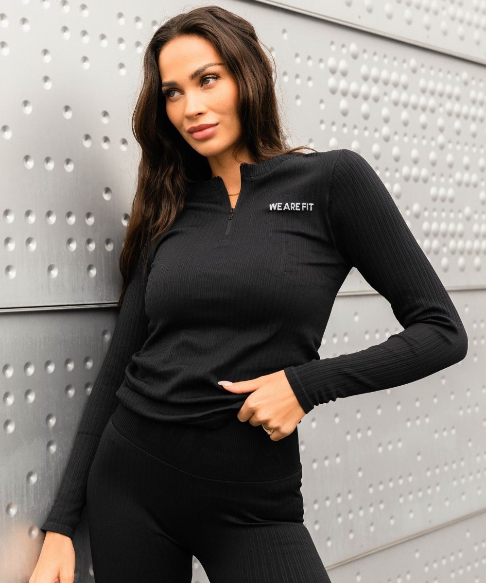 We Are Fit Black Ribbed Seamless Longsleeve