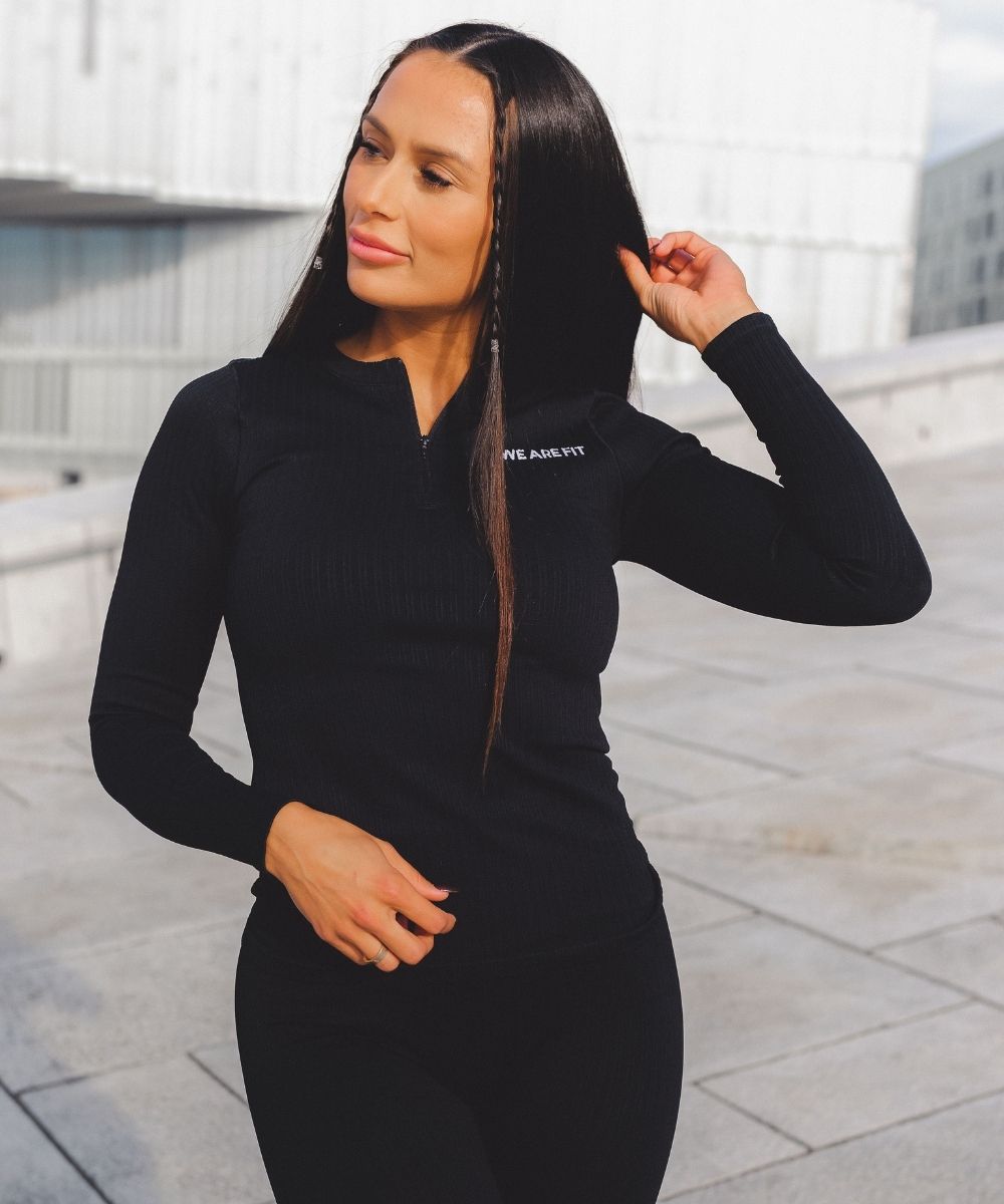 We Are Fit Black Ribbed Seamless Longsleeve