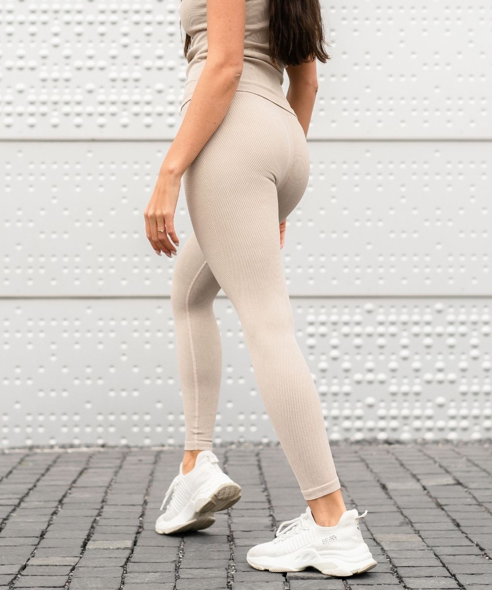 We Are Fit Vintage Beige Lux Rib Seamless Tights