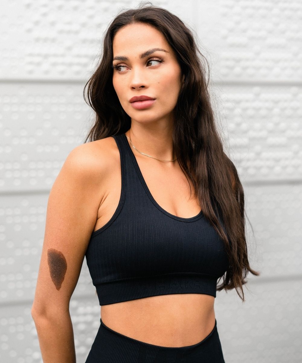 We Are Fit Black Ribbed Seamless Bra