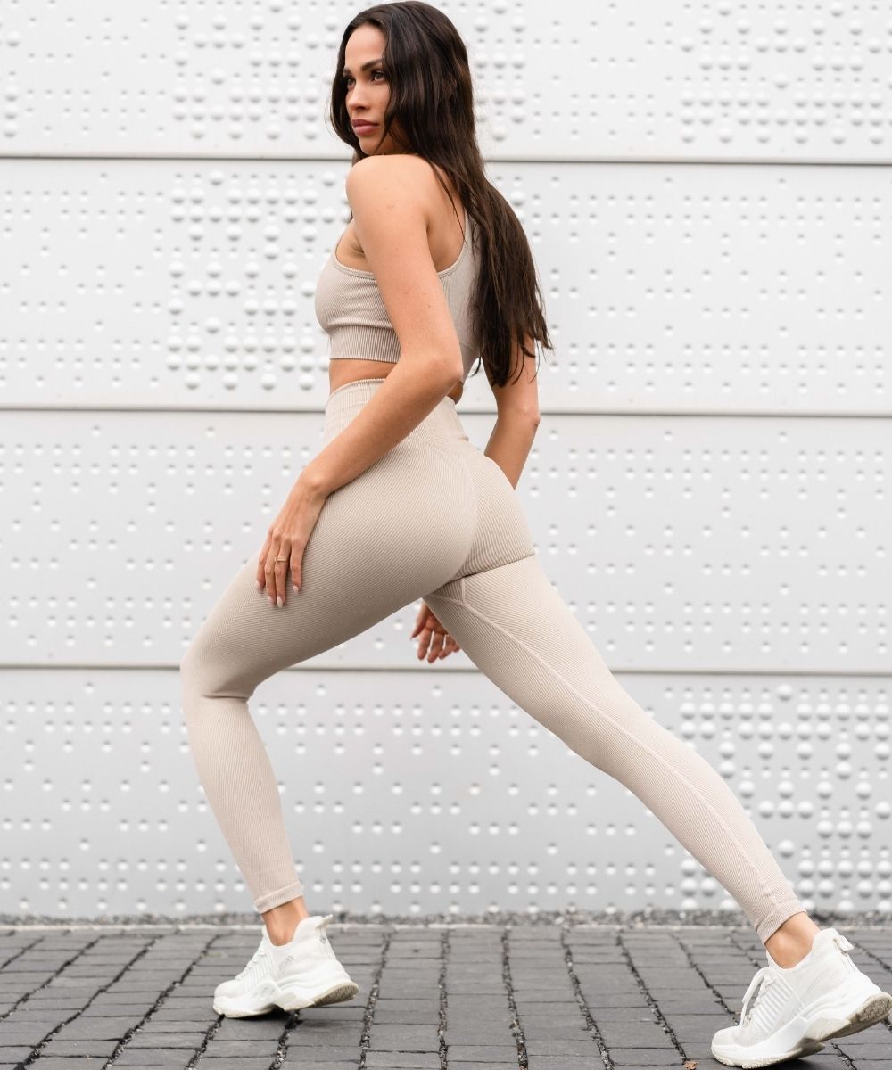 We Are Fit Vintage Beige Lux Rib Seamless Tights