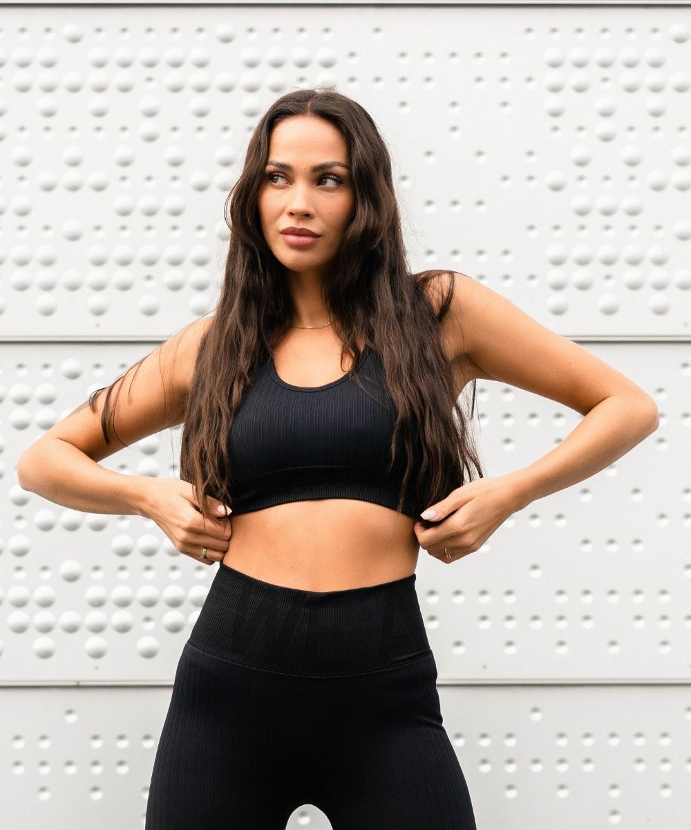 We Are Fit Black Ribbed Seamless Bra