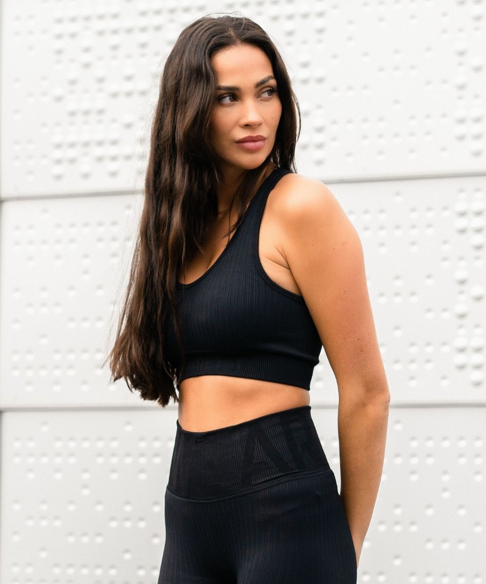 We Are Fit Black Ribbed Seamless Bra
