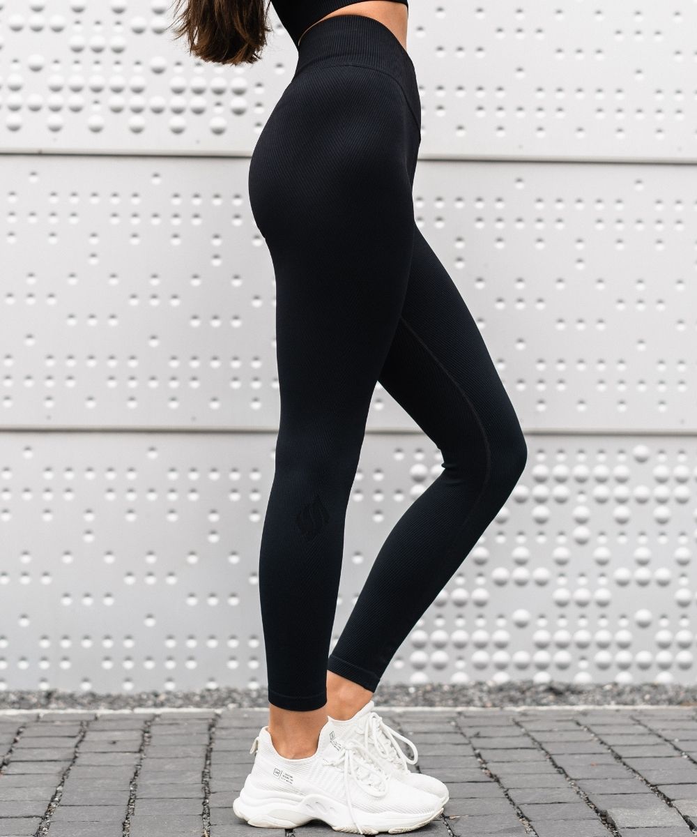 We Are Fit Black Lux Rib Seamless Tights
