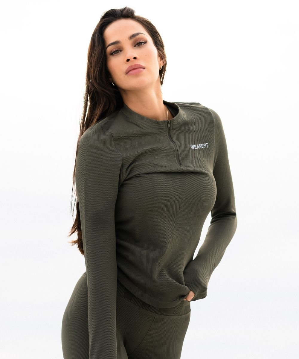 We Are Fit Khaki Lux Rib Seamless Longsleeve