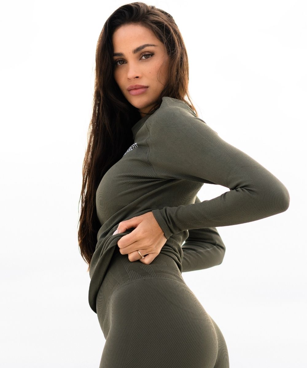 We Are Fit Khaki Lux Rib Seamless Longsleeve