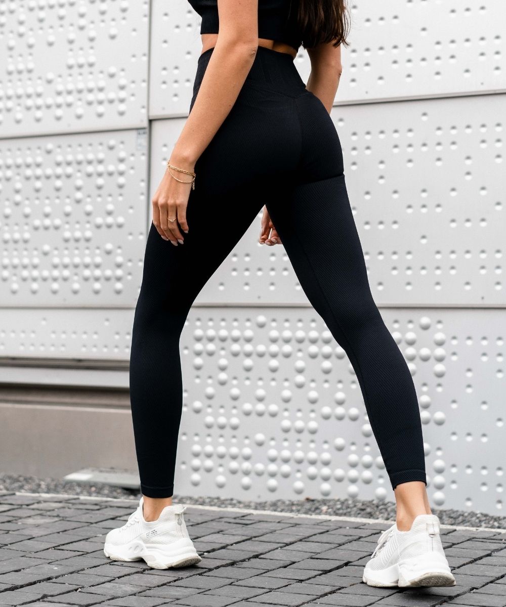 We Are Fit Black Lux Rib Seamless Tights