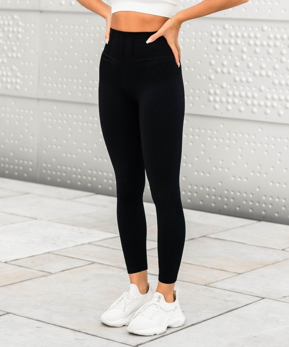 We Are Fit 7/8 Black Lux Rib Seamless Tights