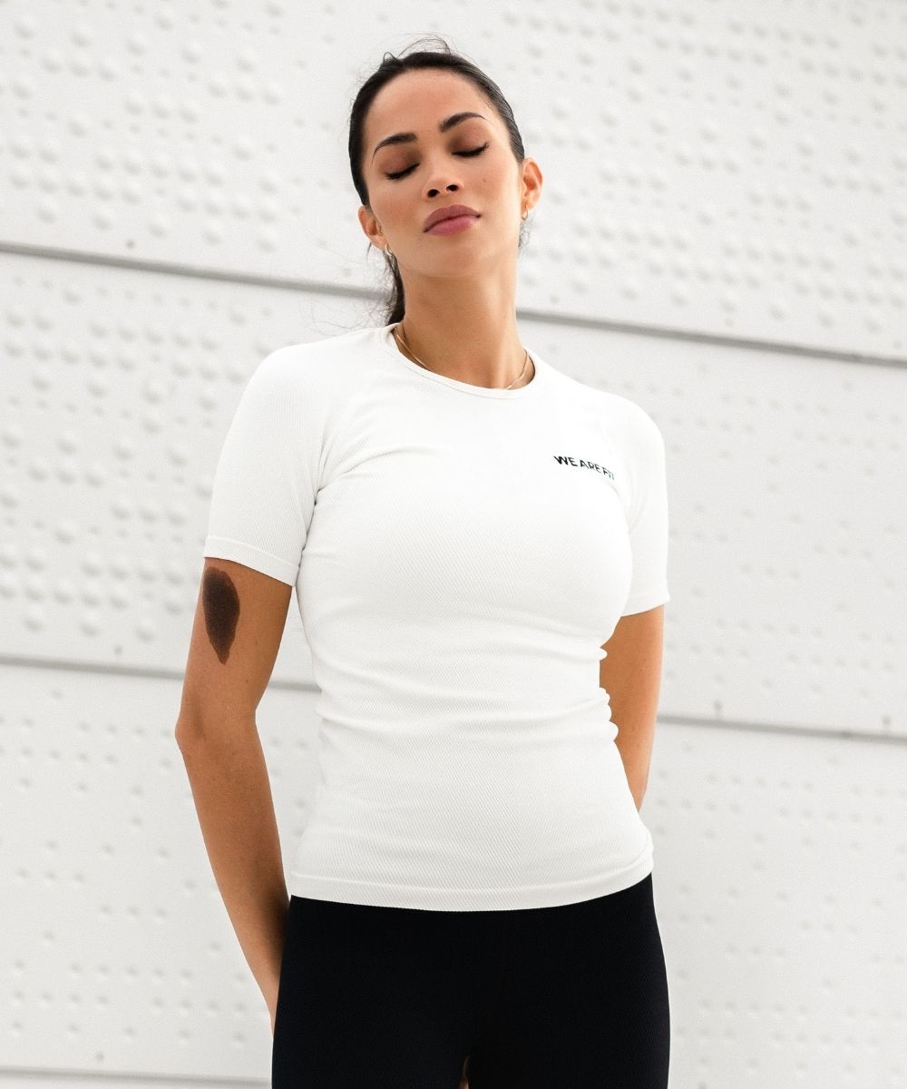 We Are Fit Off-White Lux Rib Seamless Tee