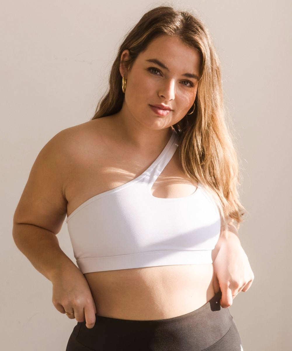 We Are Fit White One Shoulder Bra